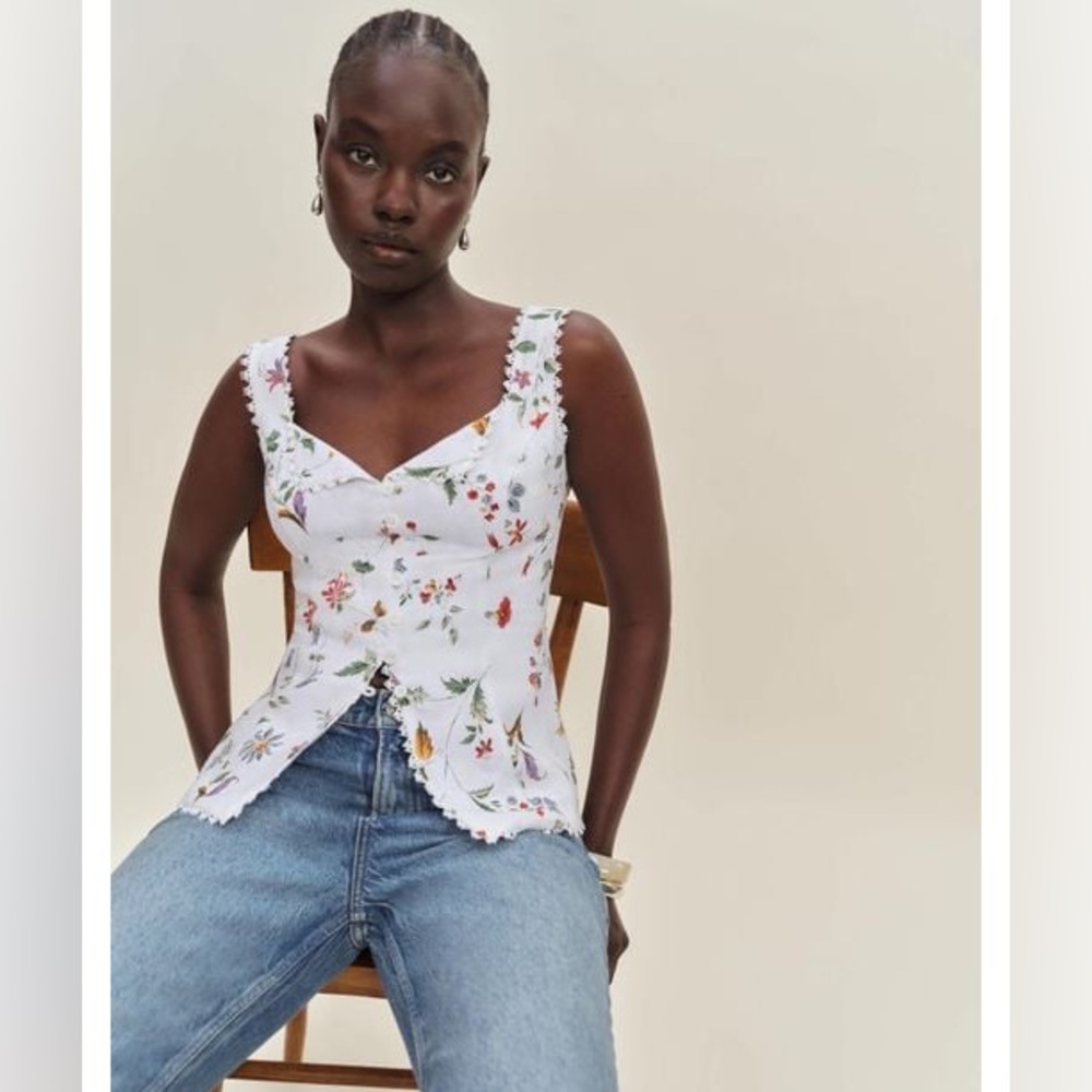 Reformation Viola Linen Top